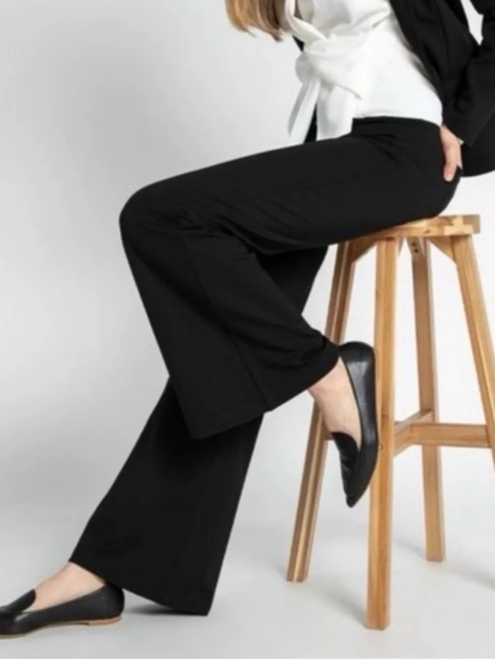 Betabrand | Pull On Wide Leg Flare Black Yoga Pants (M/Long)